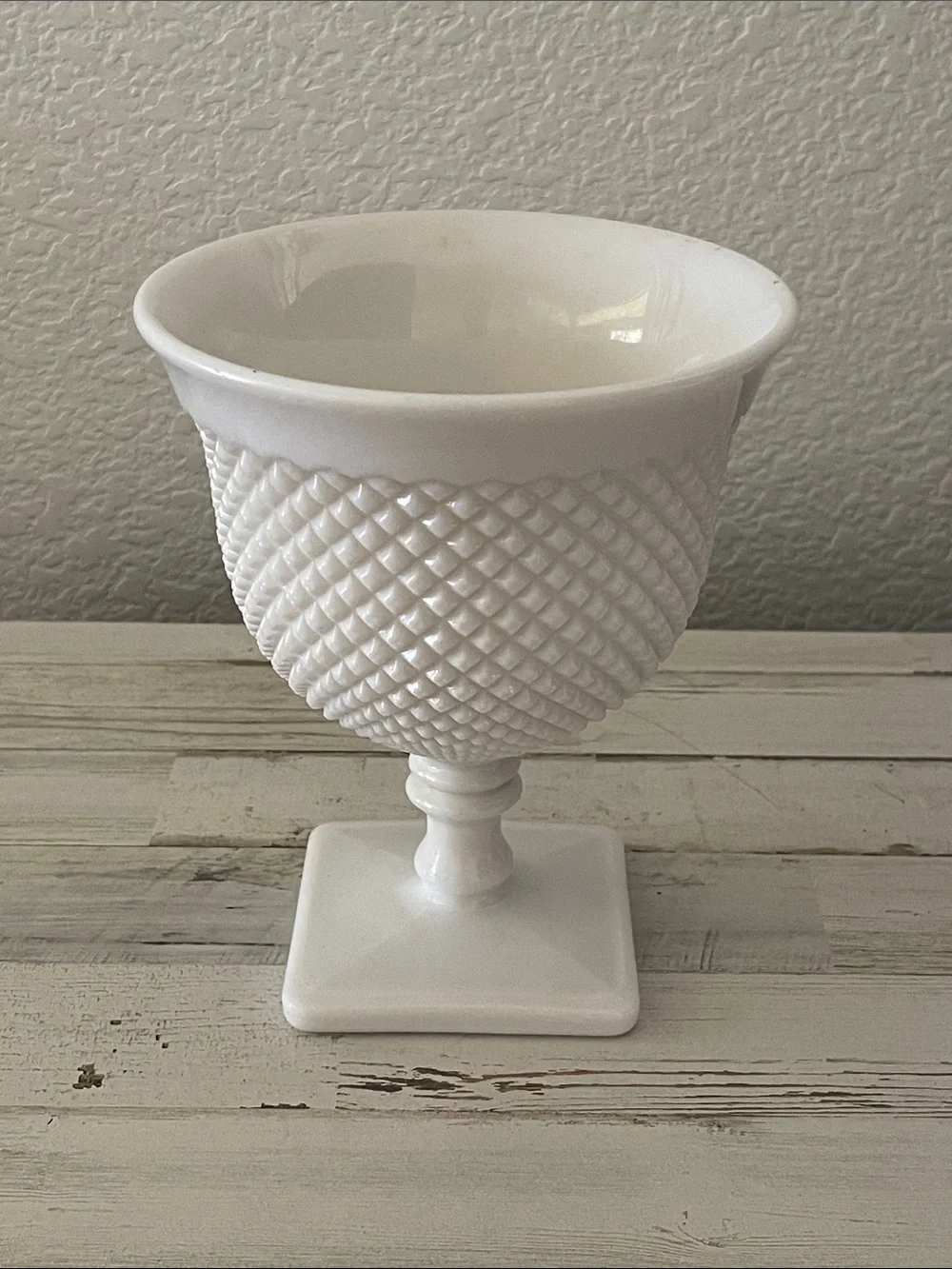 Vintage Westmoreland Style English Hobnail Milk Glass Pedestal Vase